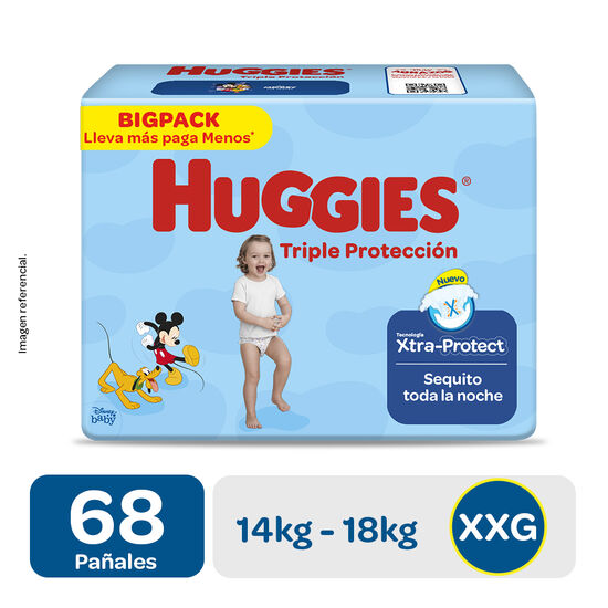 Pañales Huggies Triple Protección Xtra. Big Talla XXG 68 unid