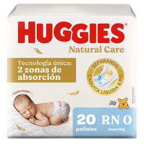 Pañal Huggies Natural Care Froz. Talla RN 20 unid
