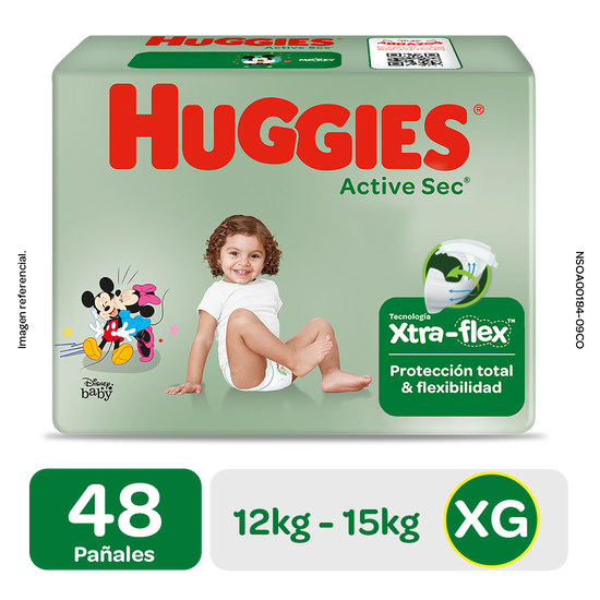 Pañal Huggies Active Sec Xpad Talla XG 48 unid