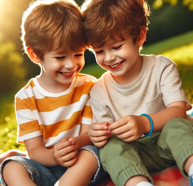 dos hermanos riendo